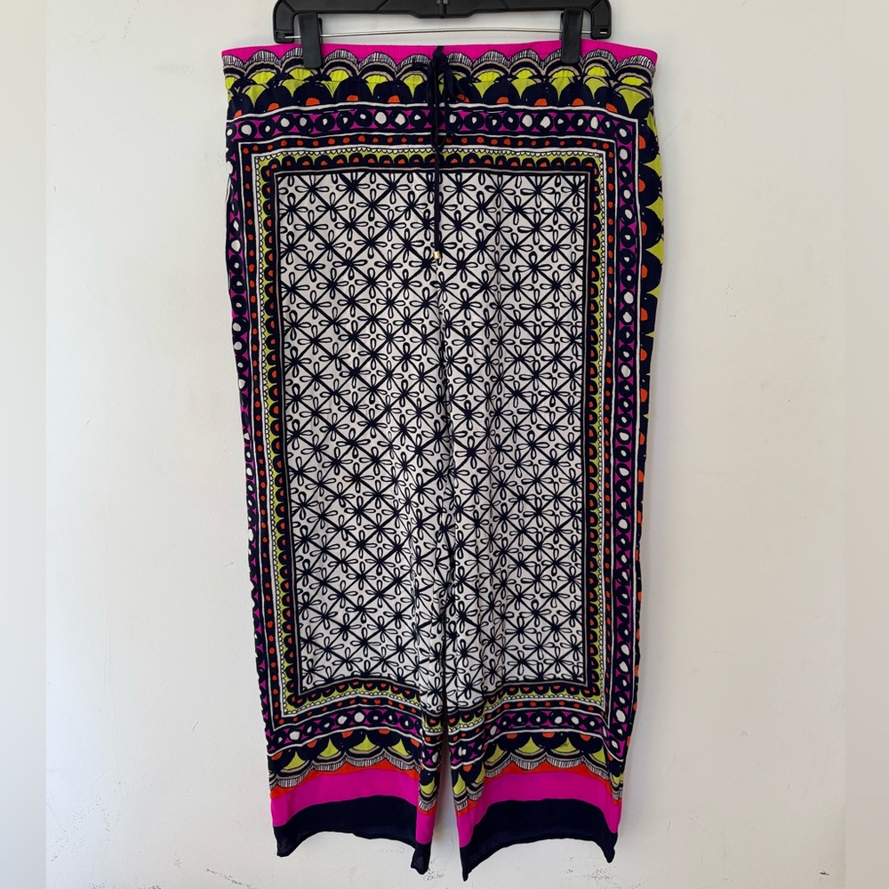 Trina Turk Multicolor Patterned Wide Leg, Slight Crop Pants